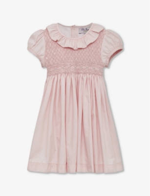 Trotters Babies'  Peach Willow Rose Hand-smocked Cotton Dress 2-11 Years