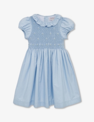 TROTTERS: Willow Rose hand-smocked cotton dress 2-11 years