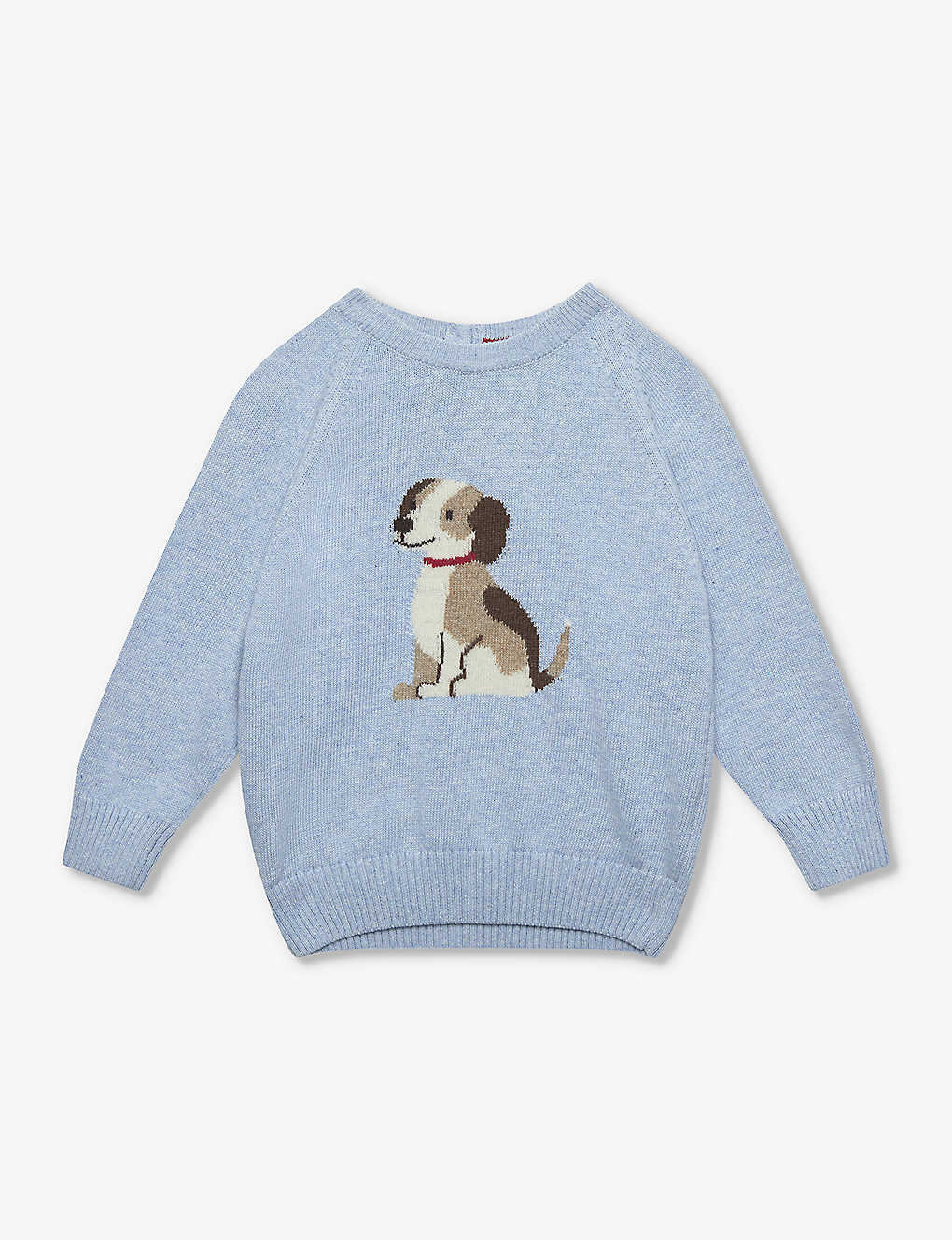 Trotters Boys Blue Marl Kids Puppy Long-sleeve Relaxed-fit Cotton Jumper 3-24 Months