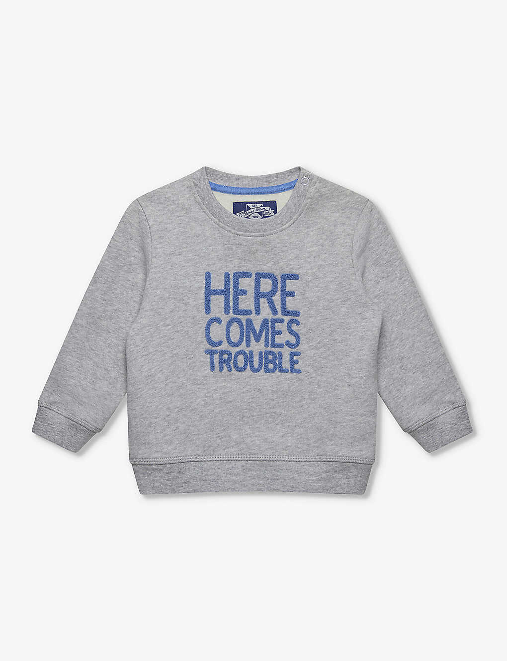 Trotters Babies'  Grey Marl Slogan-print Cotton Sweatshirt 3-24 Months