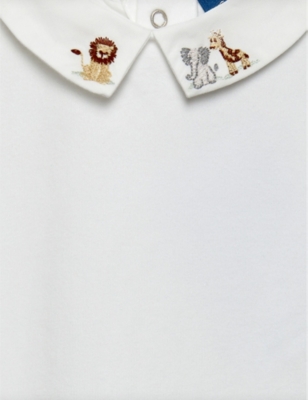 TROTTERS: Monty Augustus graphic-embroidered stretch-cotton bodysuit 3-24 months