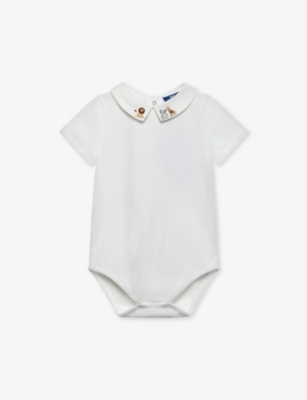 TROTTERS: Monty Augustus graphic-embroidered stretch-cotton bodysuit 3-24 months