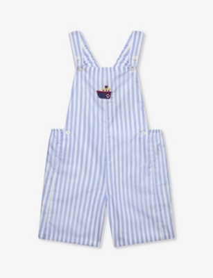 TROTTERS: Alexander striped cotton dungarees 3 months - 4 years