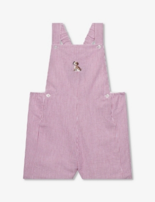 TROTTERS: Alexander dog-embroidered short dungarees 3 months-4 years