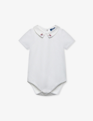 TROTTERS: Monty graphic-embroidered stretch-cotton body 3-24 months