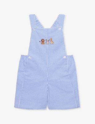TROTTERS: Alexander animal-embroidered cotton short dungarees 3 months-4 years
