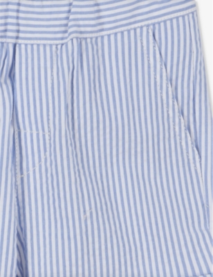 Shop Trotters Charlie Striped Cotton Chino Shorts 2-11 Years In Blue Stripe