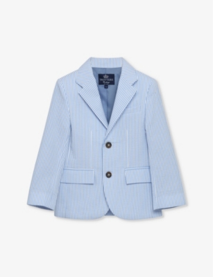 Trotters Kids' Sebastian Striped Cotton Blazer 2-11 Years In Pale Blue Stripe