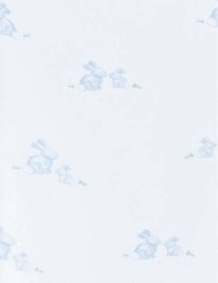 Shop Trotters Pale Blue Bunny Lapinou Bunny-print Stretch Organic-cotton Blanket