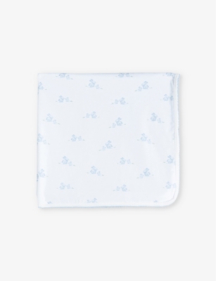 Shop Trotters Pale Blue Bunny Lapinou Bunny-print Stretch Organic-cotton Blanket