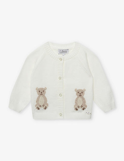 TROTTERS: Teddy Bear bear-motif cotton and wool-blend cardigan 0-9 months
