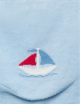 Shop Trotters Pale Blue Nicholas Sail-boat Cotton And Wool-blend Leggings 0-9 Months