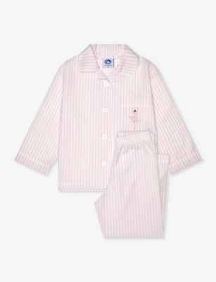 Trotters Girls Pink Stripe Kids Ballerina Striped Cotton Pyjamas 1-11 Years