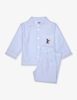 Shop Trotters Boys Blue Stripe Kids Trumpet Guardsman Striped Cotton Pyjamas 1-11 Years