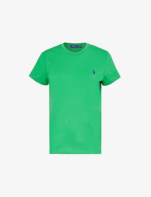 POLO RALPH LAUREN: Round-neck brand-embroidered cotton-jersey T-shirt