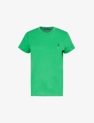 POLO RALPH LAUREN - Round-neck brand-embroidered cotton-jersey T-shirt ...