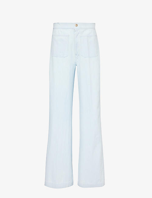 POLO RALPH LAUREN: Pressed-crease wide-leg mid-rise cotton trousers