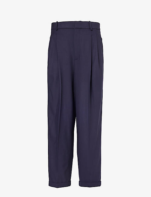 POLO RALPH LAUREN: High-rise straight-leg wool-blend trousers