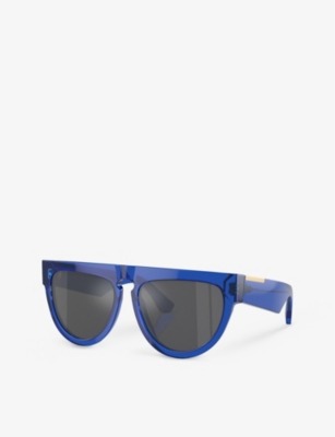 Shop Burberry Women's Blue Be4416u Round-frame Acetate Sunglasses
