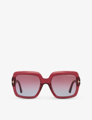 Shop Tom Ford Women's Red Tr001783 Kaya Square-frame Acetate Sunglasses