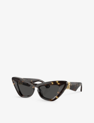 Shop Burberry Women's Brown Be4421u Angular-frame Acetate Sunglasses
