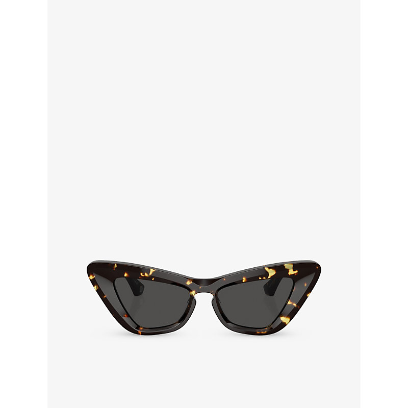 Shop Burberry Women's Brown Be4421u Angular-frame Acetate Sunglasses