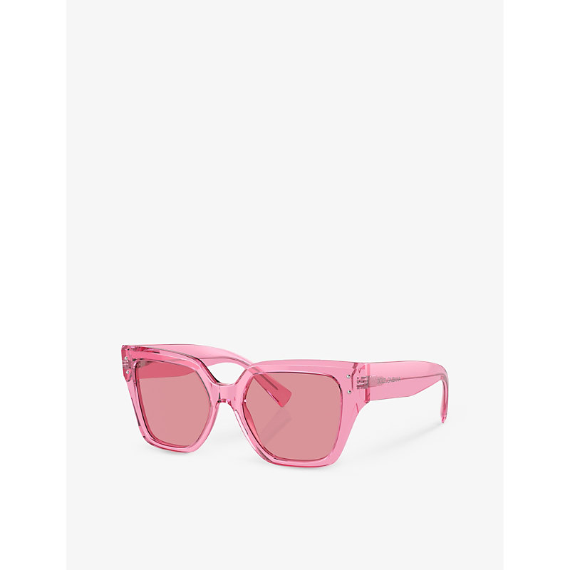 Shop Dolce & Gabbana Women's Pink Dg4471 Square-frame Acetate Sunglasses