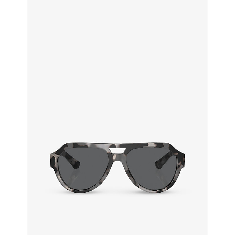 Shop Dolce & Gabbana Women's Grey Dg4466 Square-frame Nylon Sunglasses