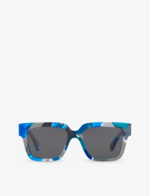 Gucci Womens Blue Gg1626s Square-frame Tortoiseshell Acetate Sunglasses