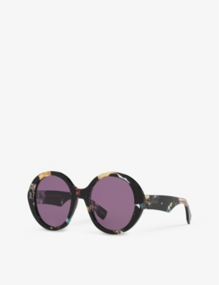 Gucci Womens Black Gg1628s Round-frame Acetate Sunglasses In Black