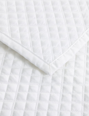 Polo Ralph Lauren Ralph Lauren Home White Argyle Quilted-design Organic Cotton-blend Bedcover 275cm X 235cm In White