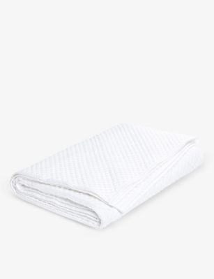 Ralph Lauren Home White Argyle Quilted-design Organic Cotton-blend Bedcover 275cm X 235cm