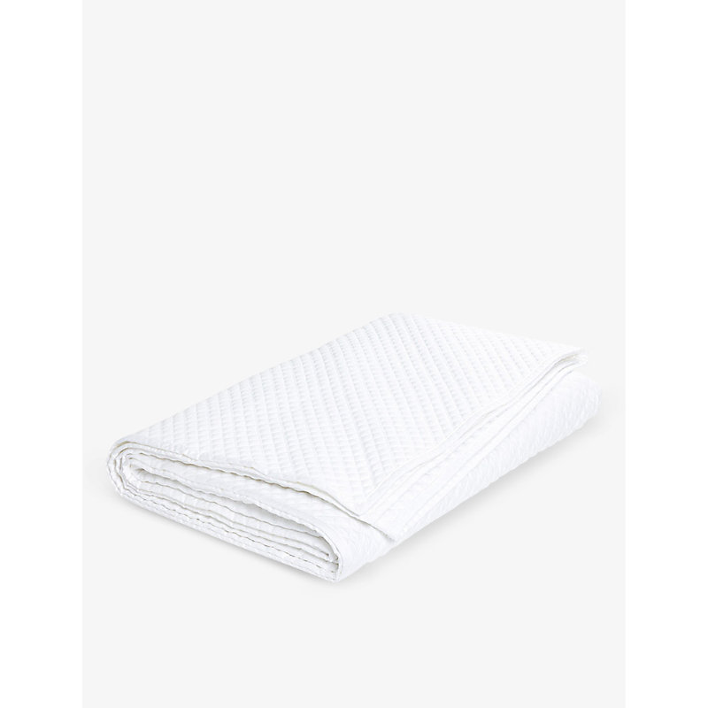 Ralph Lauren Home White Argyle Quilted-design Organic Cotton-blend Bedcover 275cm X 235cm