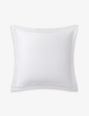 Shop Ralph Lauren Home White Argyle Quilted Organic-cotton Pillowcase