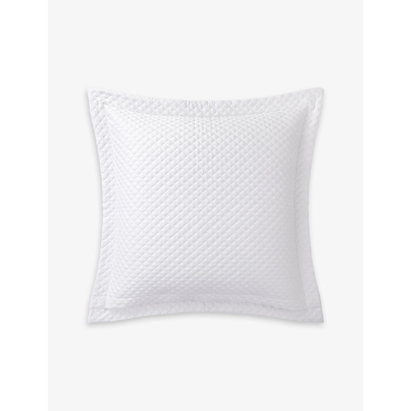 Shop Ralph Lauren Home White Argyle Quilted Organic-cotton Pillowcase
