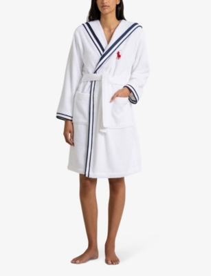 Shop Ralph Lauren Home Men's Navy Rylan Stripe Cotton-towelling Robe