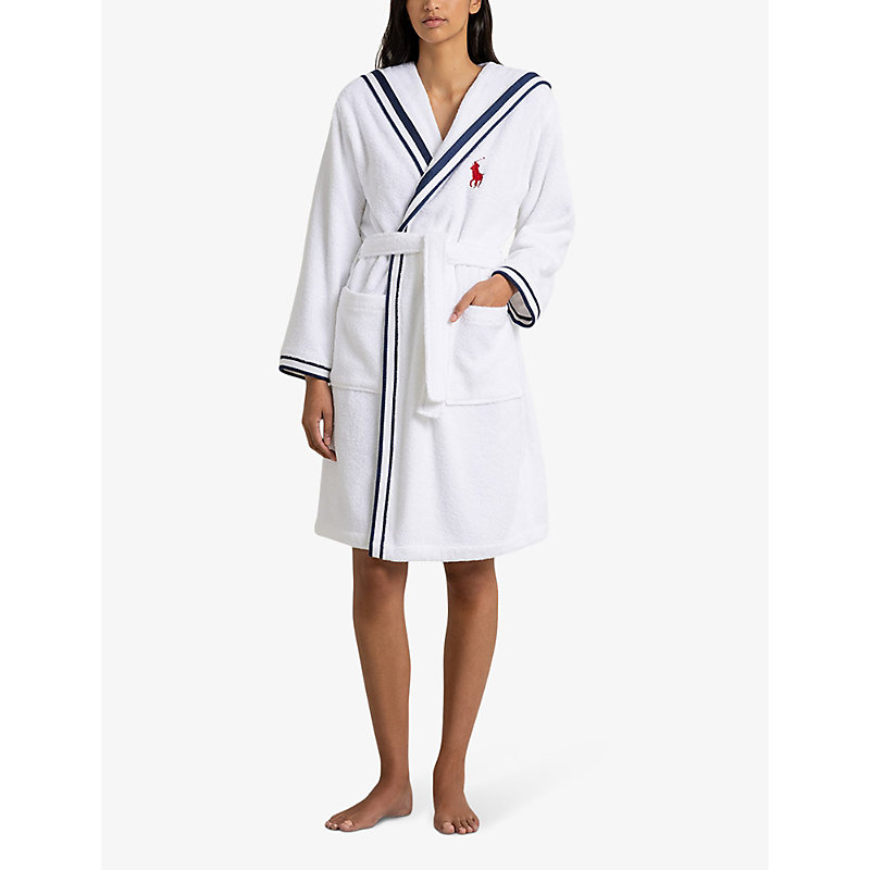 Shop Ralph Lauren Home Mens Navy Rylan Stripe Cotton-towelling Robe