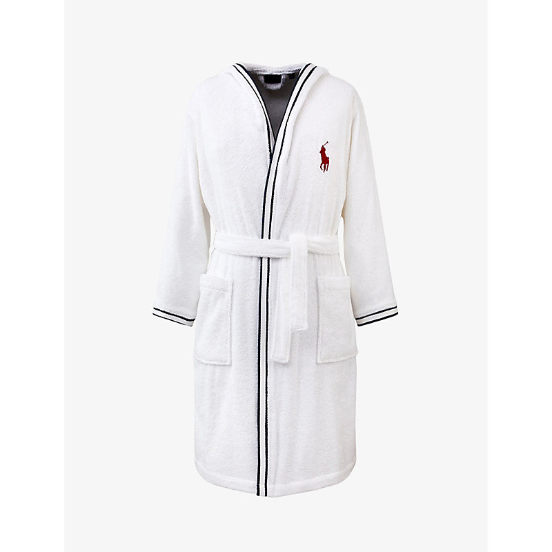 Shop Ralph Lauren Rylan Stripe Cotton-towelling Robe In Navy