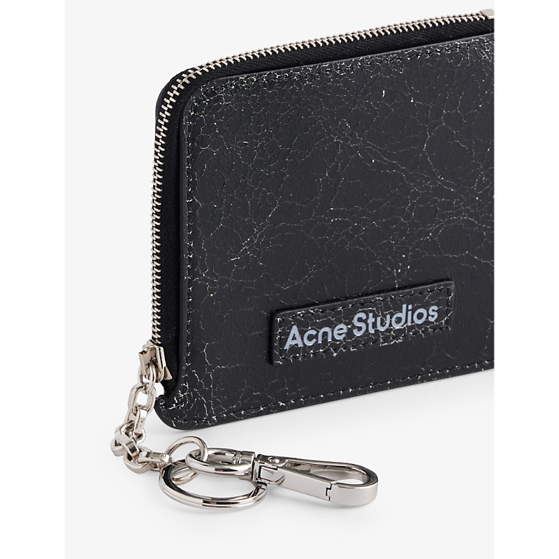 Shop Acne Studios Logo-patch Leather Zip Wallet In Black