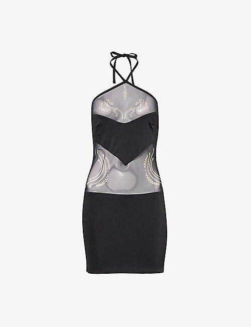 DI PETSA: Venus abstract-print woven-blend mini dress