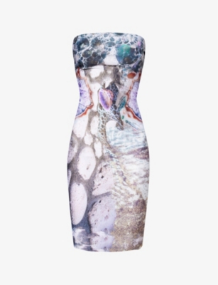 Shop Di Petsa Women's Multi Sea Goddess Graphic-print Stretch-recycled-polyester Mini Dress