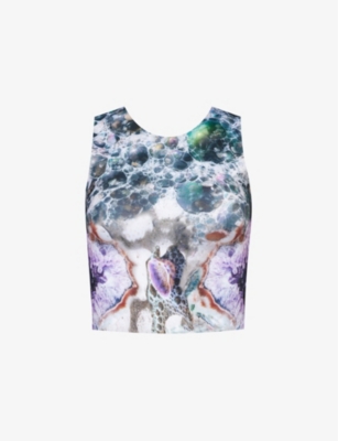 Di Petsa Womens Multi Sea Goddess Graphic-print Stretch Recycled-polyester Top
