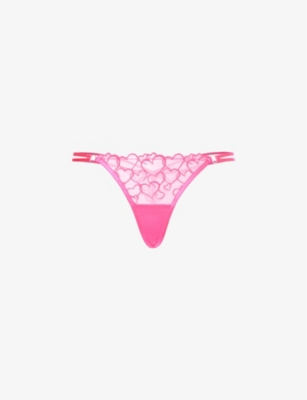 BLUEBELLA - Valentina heart-embroidered recycled-polyester mesh thong