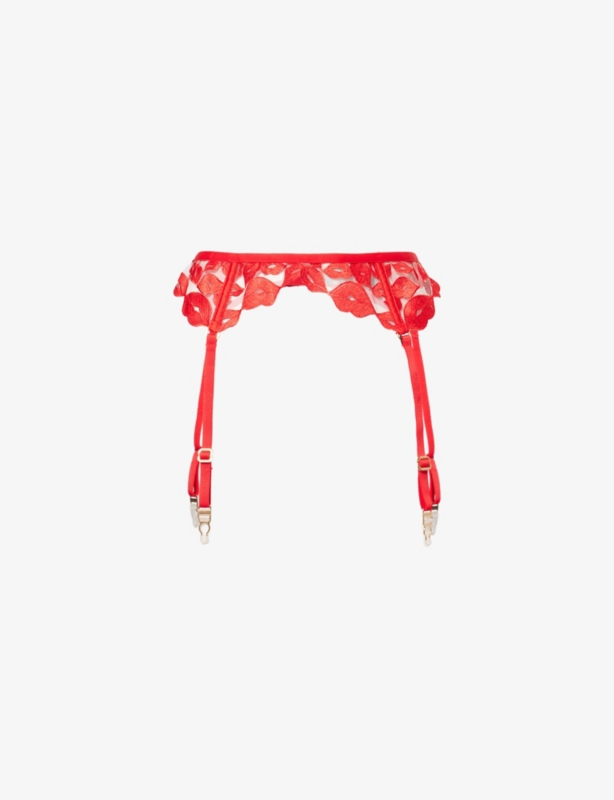 Marian lip-embroidered recycled polyester-blend suspenders