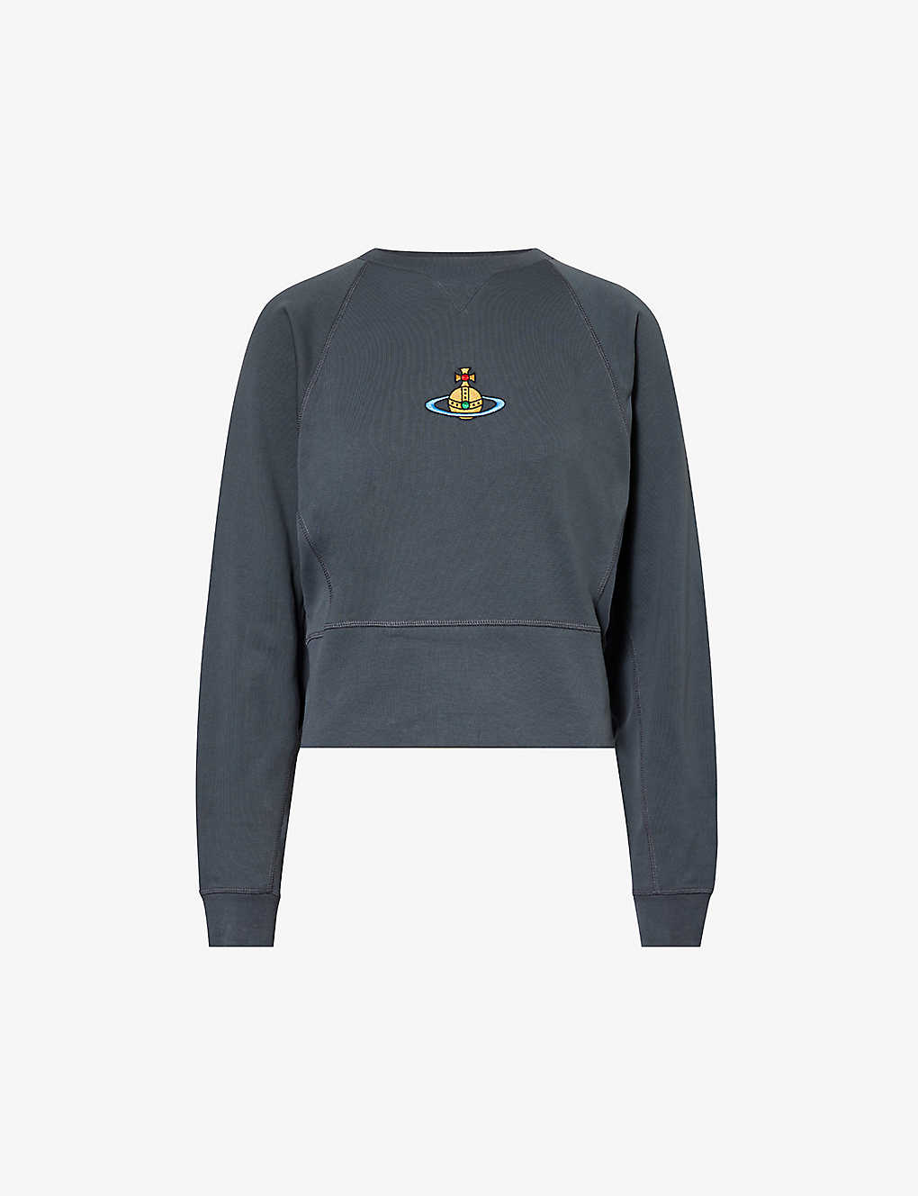 Shop Vivienne Westwood Athletic Logo-embroidered Cotton-jersey Sweatshirt In Grey
