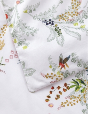 Shop Yves Delorme Multicoloured Jardins Floral-pattern Double Organic-cotton Duvet Cover