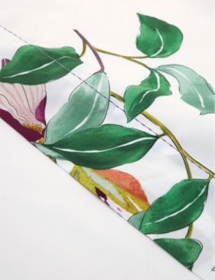 Shop Yves Delorme Parfum Graphic-pattern Double Organic-cotton Flat Sheet In Multicoloured