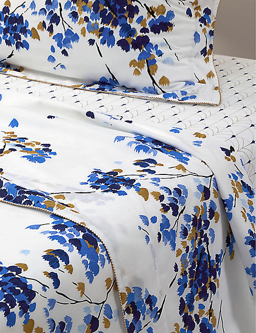 YVES DELORME: Canopee graphic-print organic-cotton double flat sheet
