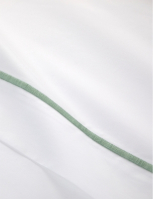 Yves Delorme Veronese Athena Veronese Embroidered-stripe Cotton Double Flat Sheet In Veronese