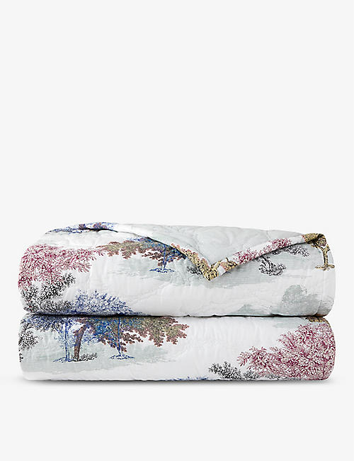 YVES DELORME: Parc graphic-print organic cotton-blend double bed cover